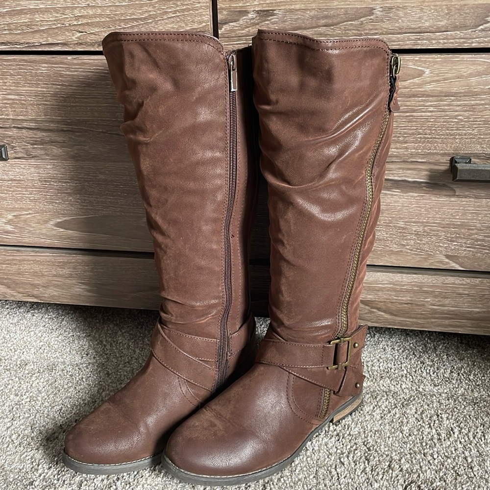 TORRID - FAUX SUEDE ZIP KNEE BOOTS